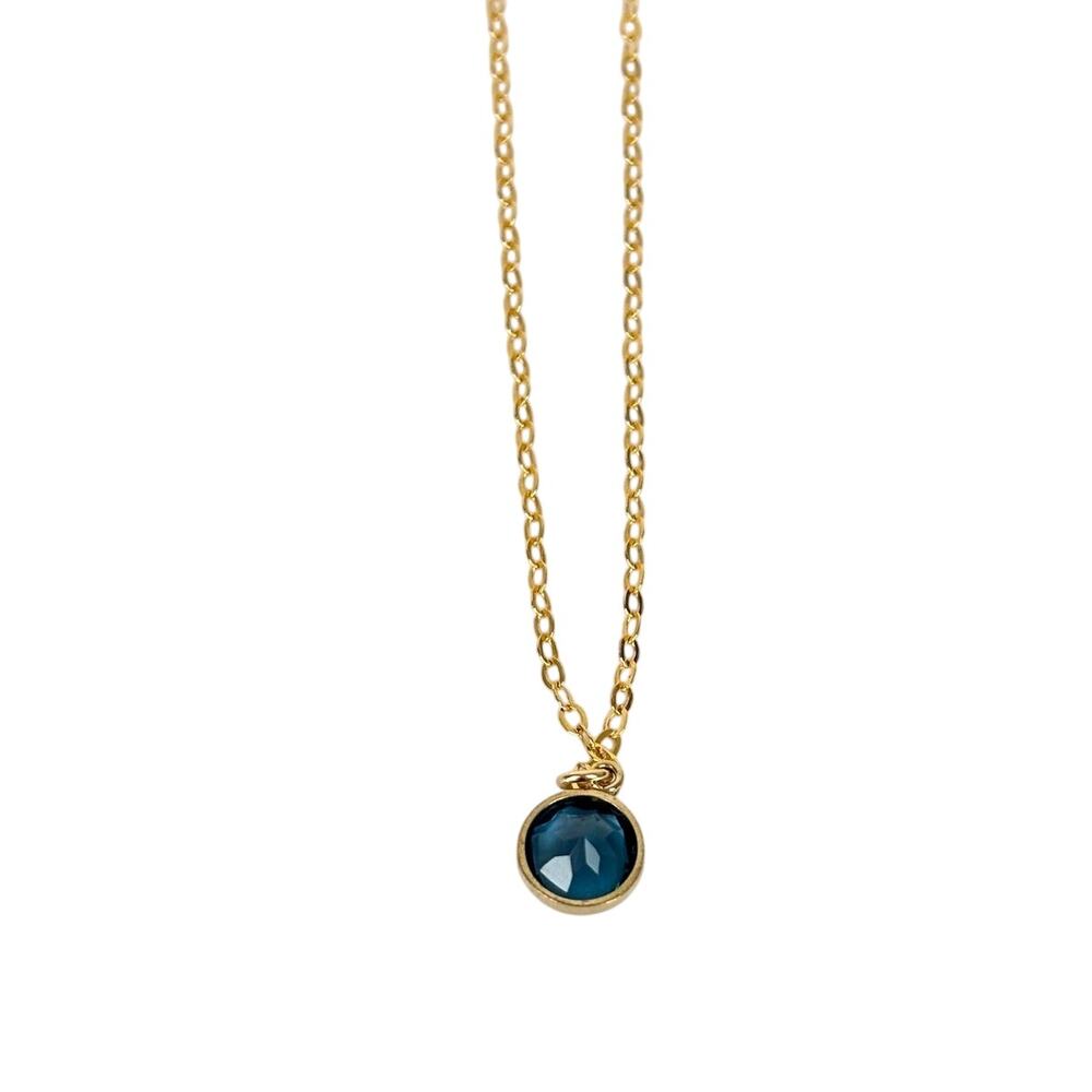 Petite Vagabonde Blue Gem 1/20 (Gold Fill) 14K Necklace 9" drop NEW